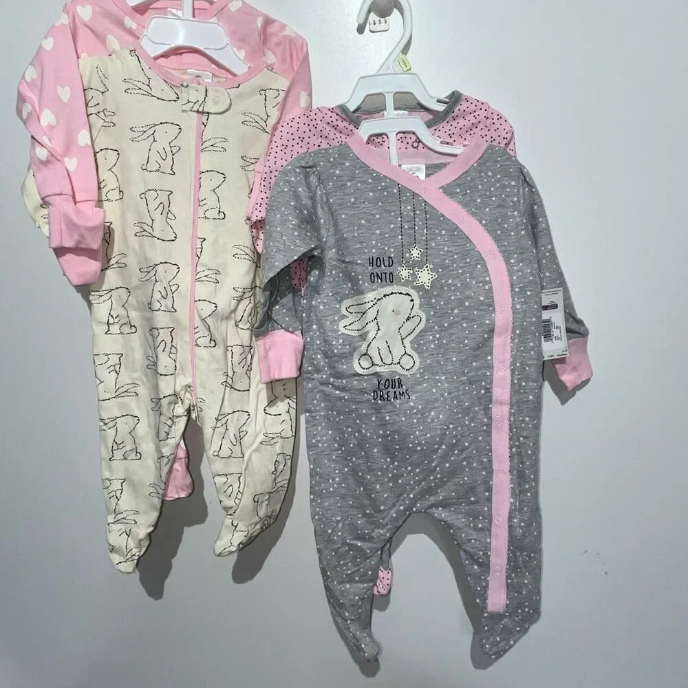 Gerber Baby Girl's Multicolor One Piece Bodysuits Size 0-3 Months NWT Set of 4